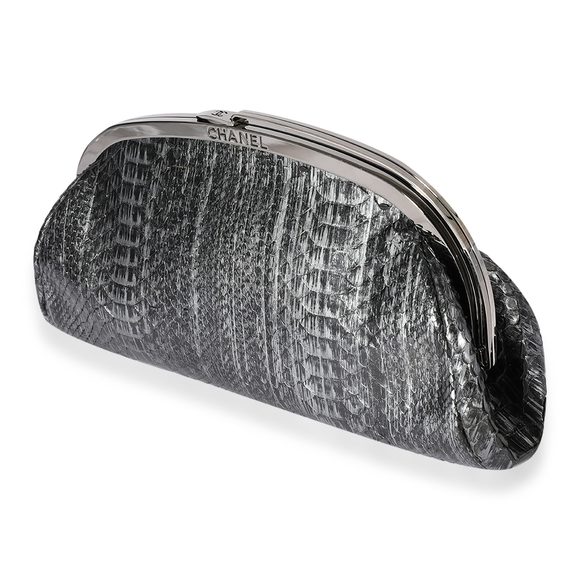 Chanel Gray Python Frame Clutch - Picture 2 of 7